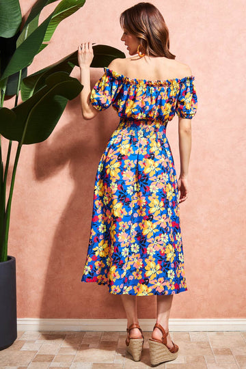 Off The Shoulder Floral Midi Dress Goddiva